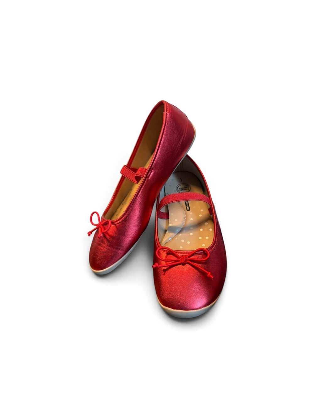 wonder nation Red Girls' Shiny Mary Jane Flats with Bow